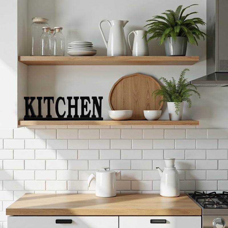 YK Decor Rustic Wood Kitchen Sign Freestanding Wood Word Kitchen Decor Sign Decorative Cutout Letter for Shelf Decor - Image 2